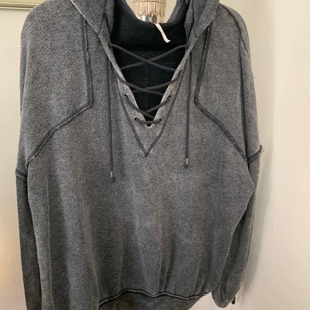Free People Lace up Sweatshirt